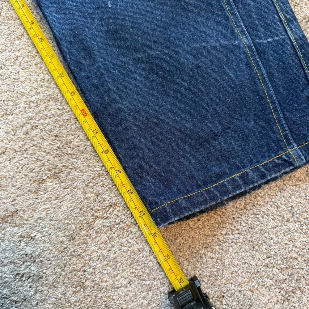 Brooklyn Xpress Jeans Co Baggy Denim Pants Blue Wide Leg Embroidered Mens 36x31
